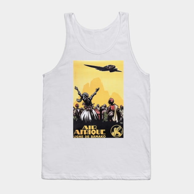 AIR AFRIQUE Airline Line of Bamako Africa Vintage Plane Travel Tank Top by vintageposters